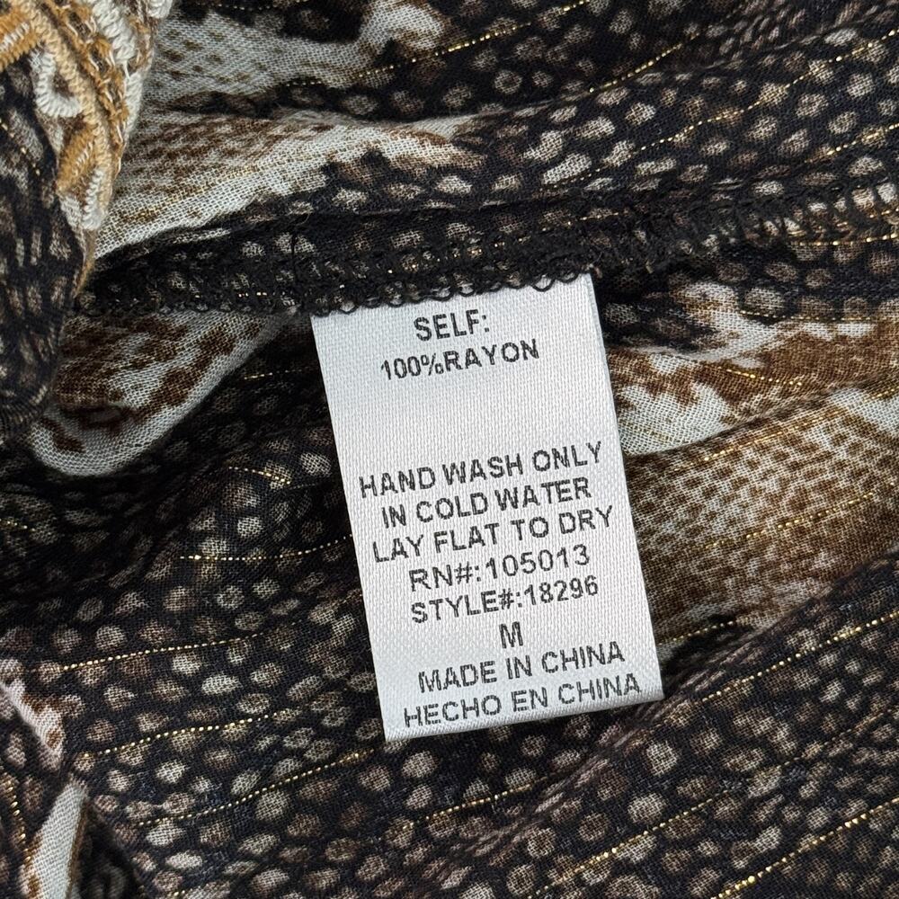 Savanna Jane Top Womens Medium Embroidered Floral Animal Snake Metallic Blouse - Picture 8 of 11